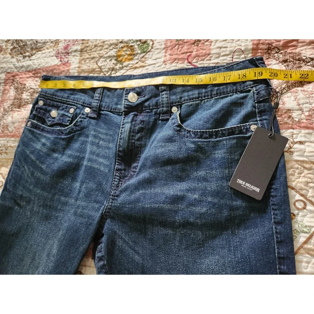 True Religion Mens GENO Flap Big T Blue Jeans Pant Relaxed Slim World Tour 38×32